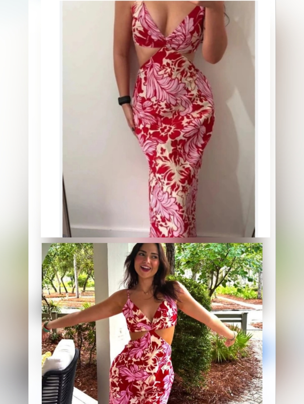 NEW Abercrombie & Fitch Red and Pink Floral Maxi Dress Linen Cotton Size Large